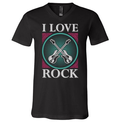 I Love Rock V-Neck T-Shirt