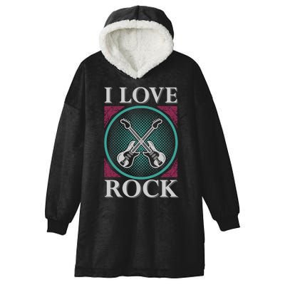 I Love Rock Hooded Wearable Blanket