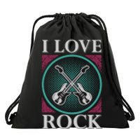 I Love Rock Drawstring Bag