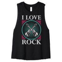 I Love Rock Women's Racerback Cropped Tank