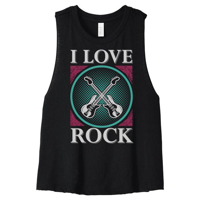 I Love Rock Women's Racerback Cropped Tank