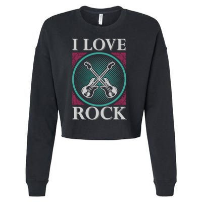 I Love Rock Cropped Pullover Crew