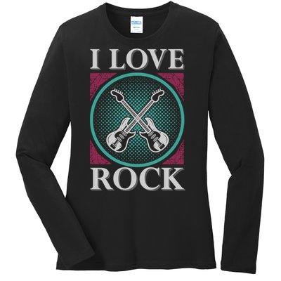 I Love Rock Ladies Long Sleeve Shirt