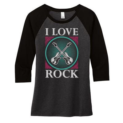 I Love Rock Women's Tri-Blend 3/4-Sleeve Raglan Shirt