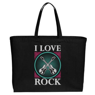 I Love Rock Cotton Canvas Jumbo Tote