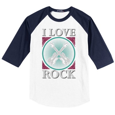 I Love Rock Baseball Sleeve Shirt