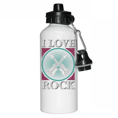 I Love Rock Aluminum Water Bottle