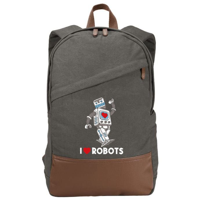 I Love Robots Robot Lover Robotics Engineer Engineering Cotton Canvas Backpack