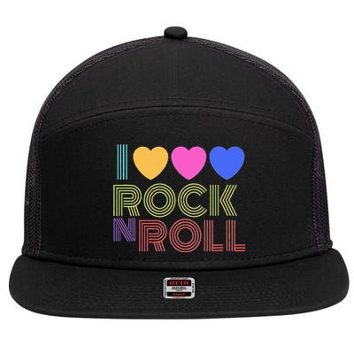 I Love Rock N Roll Music For Fans Young 7 Panel Mesh Trucker Snapback Hat