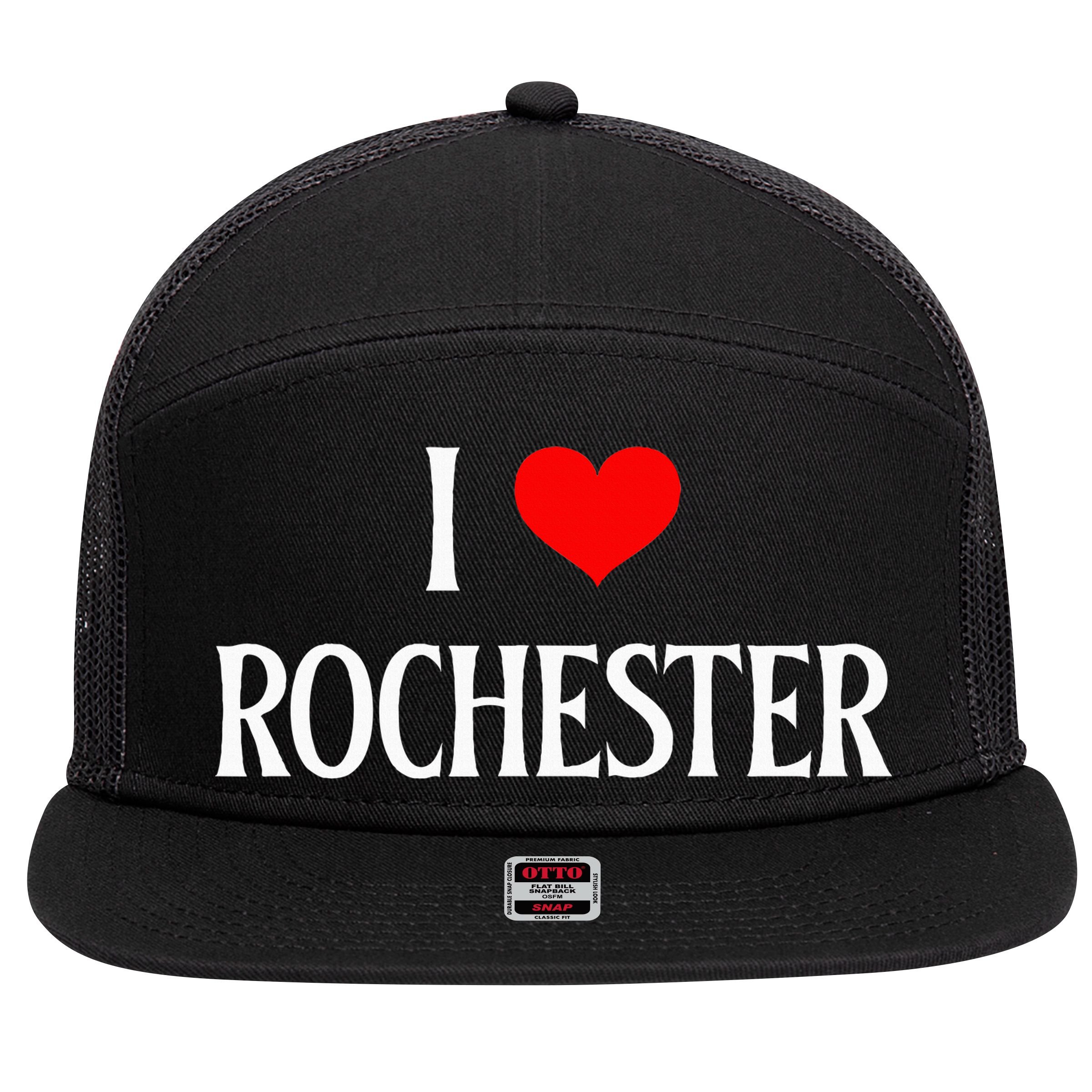 I Love Rochester I Heart Rochester Holiday Travel Souvenir 7 Panel Mesh Trucker Snapback Hat