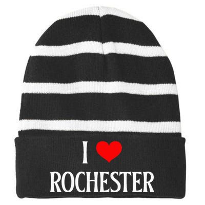 I Love Rochester I Heart Rochester Holiday Travel Souvenir Striped Beanie with Solid Band