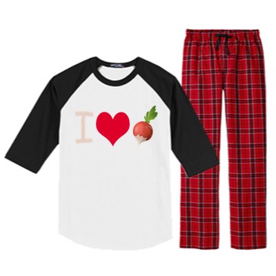 I Love Radish Radishes Gift Raglan Sleeve Pajama Set