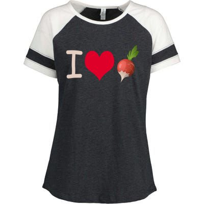 I Love Radish Radishes Gift Enza Ladies Jersey Colorblock Tee