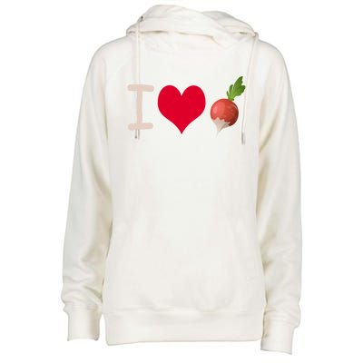 I Love Radish Radishes Gift Womens Funnel Neck Pullover Hood