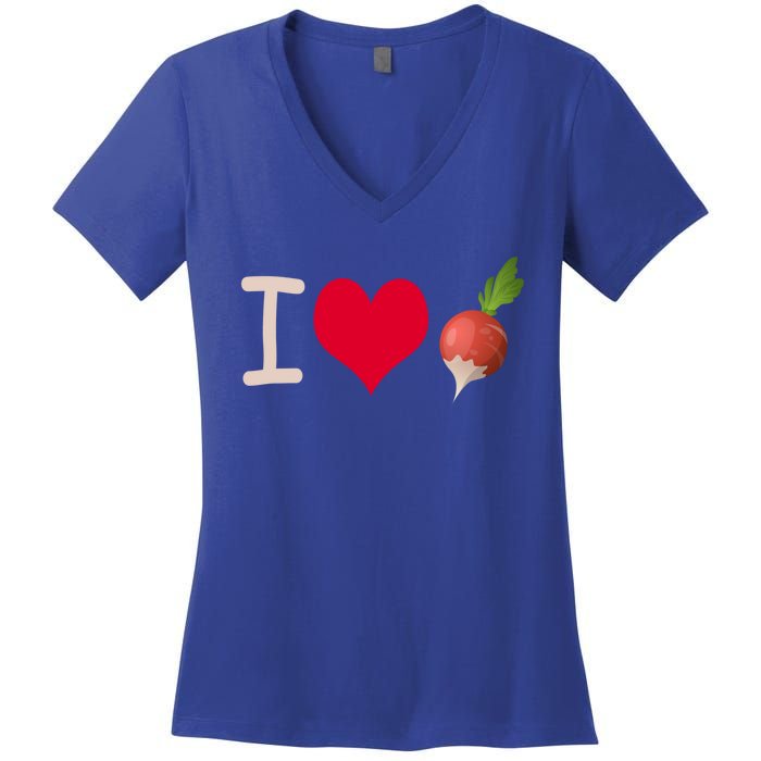 I Love Radish Radishes Gift Women's V-Neck T-Shirt