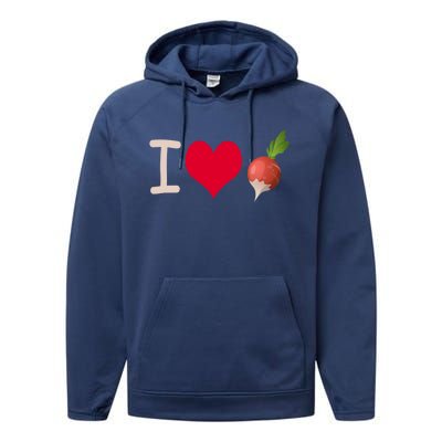 I Love Radish Radishes Gift Performance Fleece Hoodie