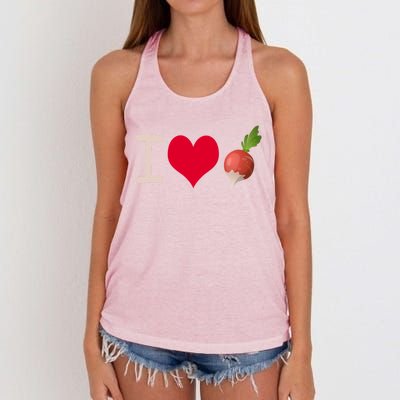 I Love Radish Radishes Gift Women's Knotted Racerback Tank