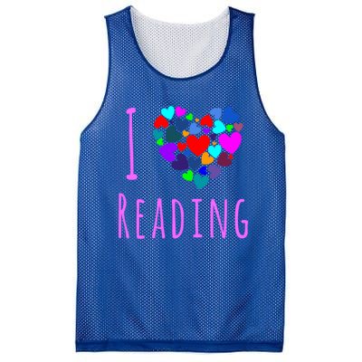 I Love Reading Gift Funny Gift Heart Love Books Reading Club Mesh Reversible Basketball Jersey Tank