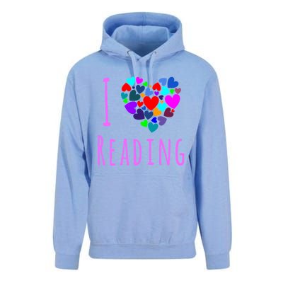 I Love Reading Gift Funny Gift Heart Love Books Reading Club Unisex Surf Hoodie