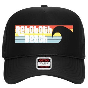 I Love Rehoboth Beach Delaware De Atlantic Wave High Crown Mesh Back Trucker Hat