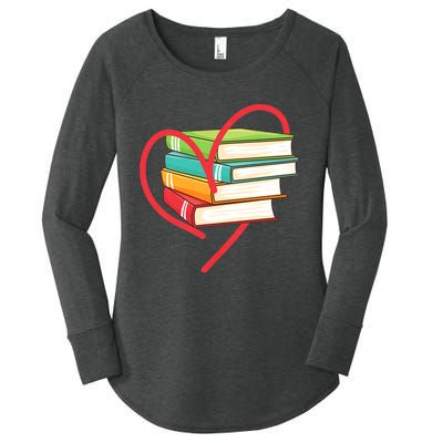 I Love Reading Heart Love Books Gift Library Bookworm Women's Perfect Tri Tunic Long Sleeve Shirt