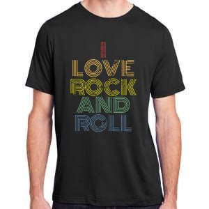 I Love Rock And Roll Distressed Rainbow 70s Adult ChromaSoft Performance T-Shirt