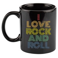 I Love Rock And Roll Distressed Rainbow 70s 11oz C Handle Ceramic Mug