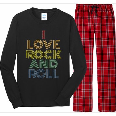 I Love Rock And Roll Distressed Rainbow 70s Long Sleeve Pajama Set