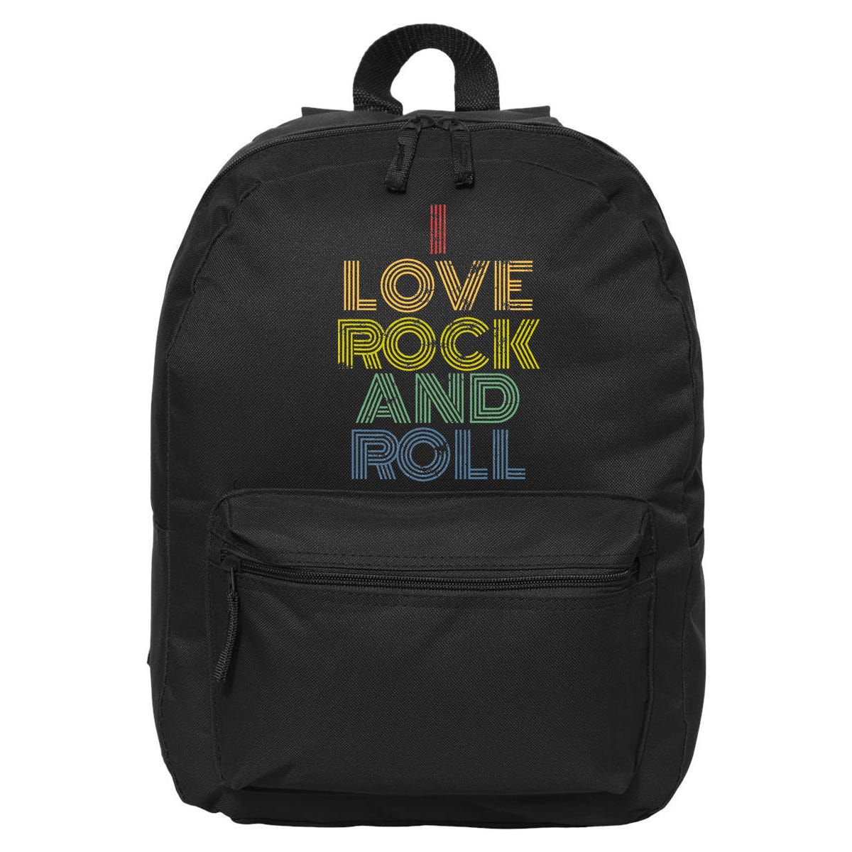 I Love Rock And Roll Distressed Rainbow 70s 16 in Basic Backpack