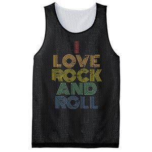 I Love Rock And Roll Distressed Rainbow 70s Mesh Reversible Basketball Jersey Tank