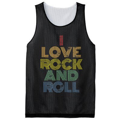 I Love Rock And Roll Distressed Rainbow 70s Mesh Reversible Basketball Jersey Tank
