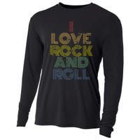 I Love Rock And Roll Distressed Rainbow 70s Cooling Performance Long Sleeve Crew