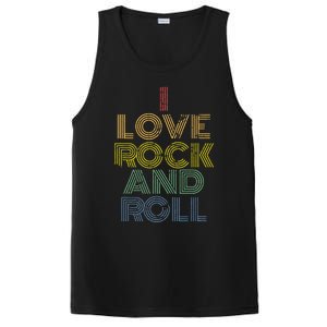 I Love Rock And Roll Distressed Rainbow 70s PosiCharge Competitor Tank