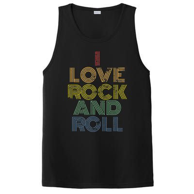 I Love Rock And Roll Distressed Rainbow 70s PosiCharge Competitor Tank