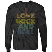 I Love Rock And Roll Distressed Rainbow 70s Tie-Dye Long Sleeve Shirt