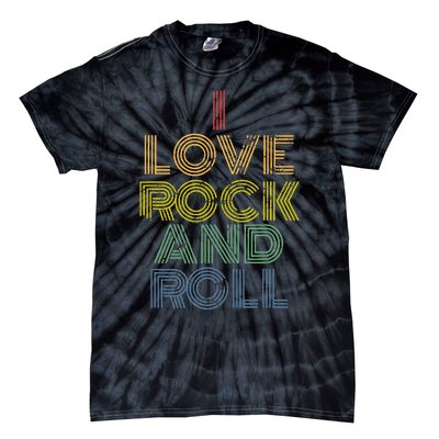 I Love Rock And Roll Distressed Rainbow 70s Tie-Dye T-Shirt