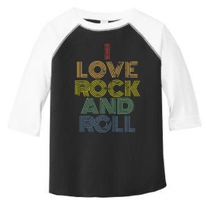 I Love Rock And Roll Distressed Rainbow 70s Toddler Fine Jersey T-Shirt