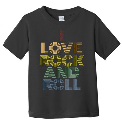 I Love Rock And Roll Distressed Rainbow 70s Toddler T-Shirt