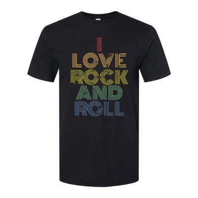 I Love Rock And Roll Distressed Rainbow 70s Softstyle CVC T-Shirt