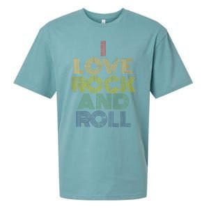 I Love Rock And Roll Distressed Rainbow 70s Sueded Cloud Jersey T-Shirt