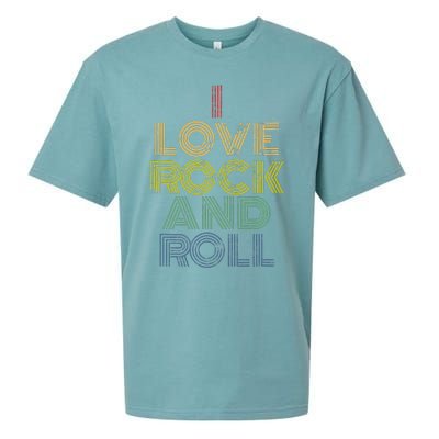 I Love Rock And Roll Distressed Rainbow 70s Sueded Cloud Jersey T-Shirt