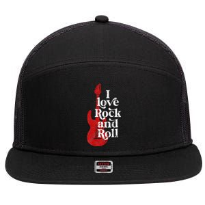 I Love Rock And Roll 7 Panel Mesh Trucker Snapback Hat