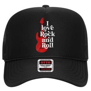 I Love Rock And Roll High Crown Mesh Back Trucker Hat