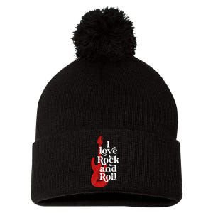 I Love Rock And Roll Pom Pom 12in Knit Beanie