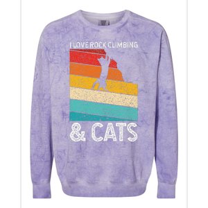 I Love Rock Climbing & Cats Cute Kitty Cat Lover Gift Colorblast Crewneck Sweatshirt