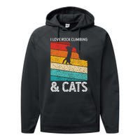 I Love Rock Climbing & Cats Cute Kitty Cat Lover Gift Performance Fleece Hoodie