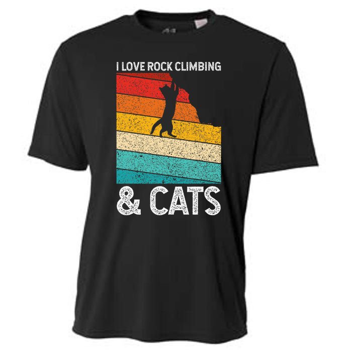 I Love Rock Climbing & Cats Cute Kitty Cat Lover Gift Cooling Performance Crew T-Shirt