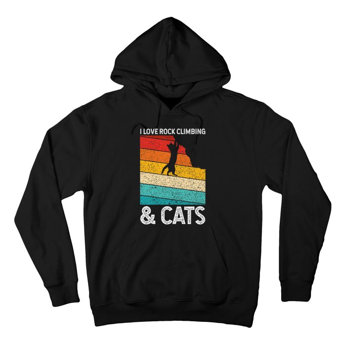 I Love Rock Climbing & Cats Cute Kitty Cat Lover Gift Hoodie