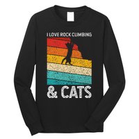 I Love Rock Climbing & Cats Cute Kitty Cat Lover Gift Long Sleeve Shirt