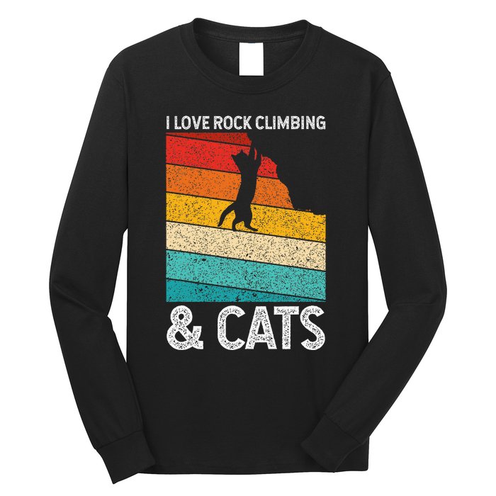 I Love Rock Climbing & Cats Cute Kitty Cat Lover Gift Long Sleeve Shirt